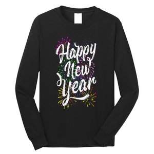 Happy New Year Party Supplies 2025 Family Matching Fireworks Long Sleeve Shirt