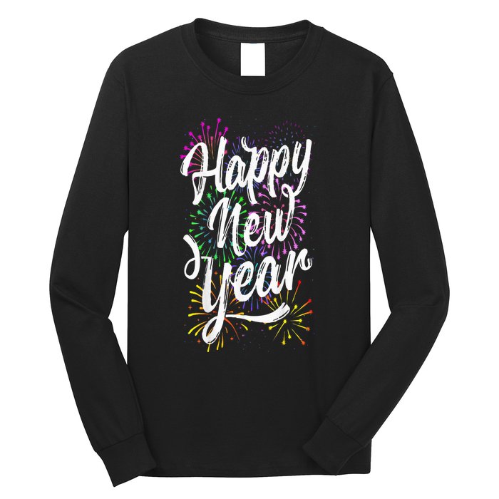 Happy New Year Party Supplies 2025 Family Matching Fireworks Long Sleeve Shirt