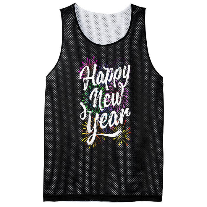 Happy New Year Party Supplies 2025 Family Matching Fireworks Mesh Reversible Basketball Jersey Tank