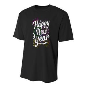 Happy New Year Party Supplies 2025 Family Matching Fireworks Youth Performance Sprint T-Shirt