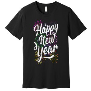 Happy New Year Party Supplies 2025 Family Matching Fireworks Premium T-Shirt