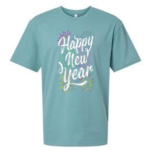 Happy New Year Party Supplies 2025 Family Matching Fireworks Sueded Cloud Jersey T-Shirt