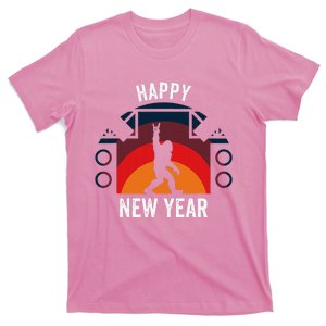 Happy New Year Funny Retro Rock And Roll Bigfoot T-Shirt