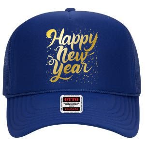 Happy New Year New Year New Party 2024 Cool Gift High Crown Mesh Back Trucker Hat