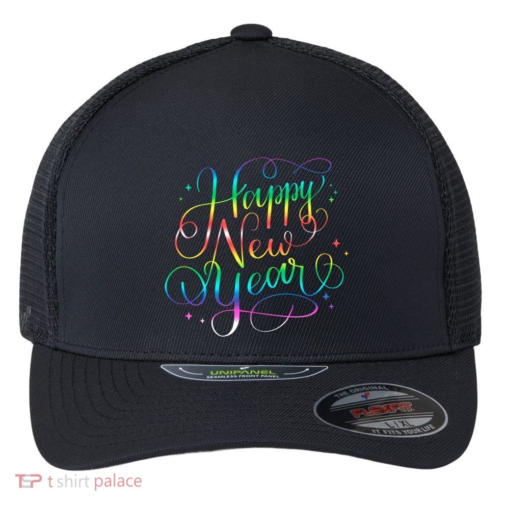 Happy New Year New YearS Eve Party Countdown Gift Flexfit Unipanel Trucker Cap