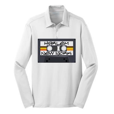 Harlem New York Cassette Tape Silk Touch Performance Long Sleeve Polo