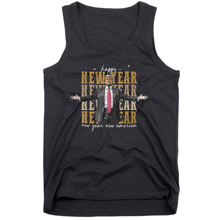 Happy New Year 2025 Funny DaddyS Home Trump New Year Tank Top