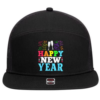 Happy New Year 7 Panel Mesh Trucker Snapback Hat