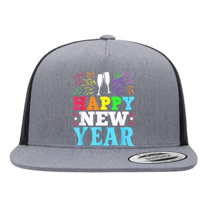 Happy New Year Flat Bill Trucker Hat