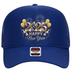 Happy New Year Party 2025 Family Matching High Crown Mesh Back Trucker Hat