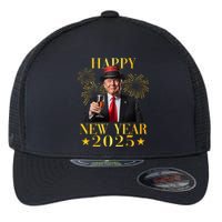 Happy New Year 2025 Funny Trump New Year New America Flexfit Unipanel Trucker Cap