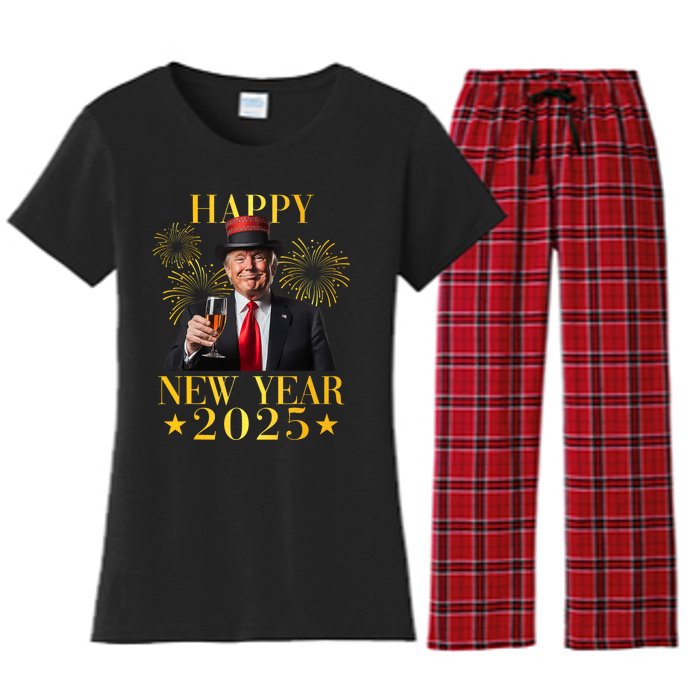 Happy New Year 2025 Funny Trump New Year New America Women's Flannel Pajama Set