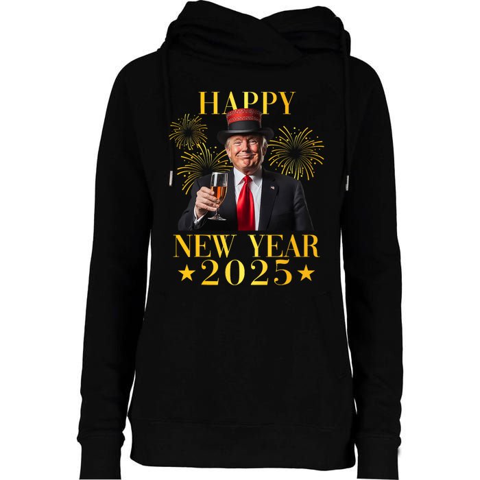 Happy New Year 2025 Funny Trump New Year New America Womens Funnel Neck Pullover Hood