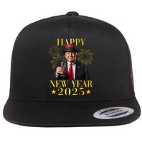 Happy New Year 2025 Funny Trump New Year New America Flat Bill Trucker Hat