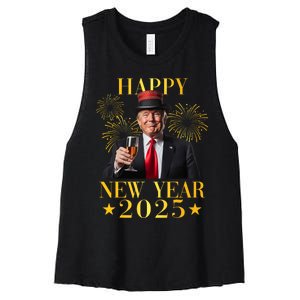 Happy New Year 2025 Funny Trump New Year New America Women's Racerback Cropped Tank