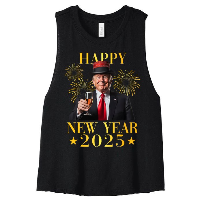 Happy New Year 2025 Funny Trump New Year New America Women's Racerback Cropped Tank