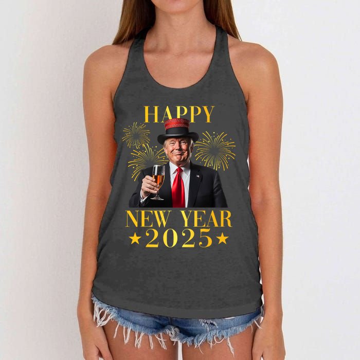 Happy New Year 2025 Funny Trump New Year New America Women's Knotted Racerback Tank