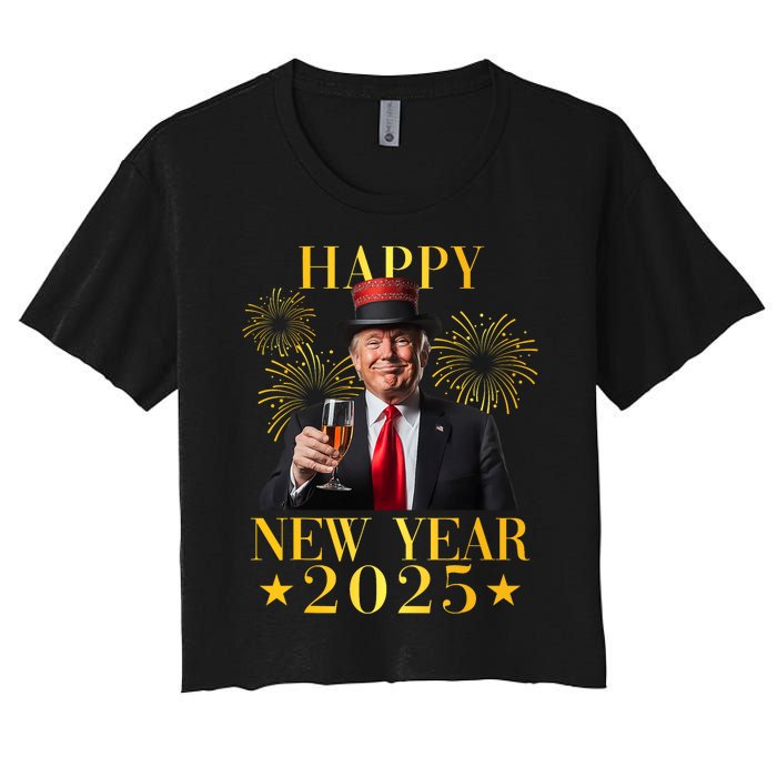 Happy New Year 2025 Funny Trump New Year New America Women's Crop Top Tee