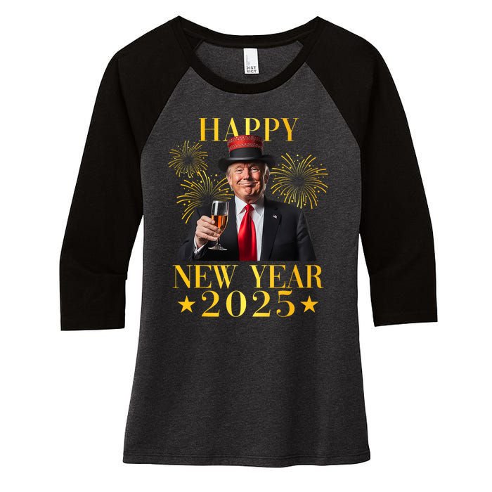 Happy New Year 2025 Funny Trump New Year New America Women's Tri-Blend 3/4-Sleeve Raglan Shirt