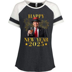 Happy New Year 2025 Funny Trump New Year New America Enza Ladies Jersey Colorblock Tee