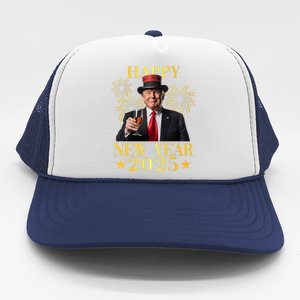 Happy New Year 2025 Funny Trump New Year New America Trucker Hat