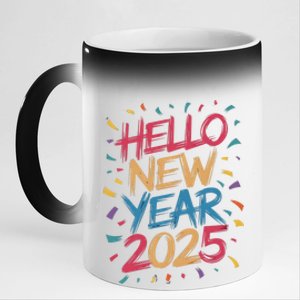 Hello New Year 2025 – Colorful Celebration Vibes Gift 11oz Black Color Changing Mug