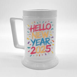 Hello New Year 2025 – Colorful Celebration Vibes Gift Beer Stein