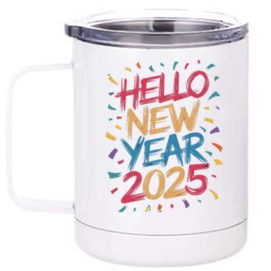 Hello New Year 2025 – Colorful Celebration Vibes Gift 12 oz Stainless Steel Tumbler Cup