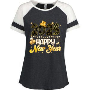 Happy New Year Party 2025 Ballon Family Matching Enza Ladies Jersey Colorblock Tee