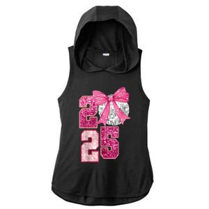 Happy New Year 2025 Disco Ball Coquette Bow Family Ladies PosiCharge Tri-Blend Wicking Draft Hoodie Tank