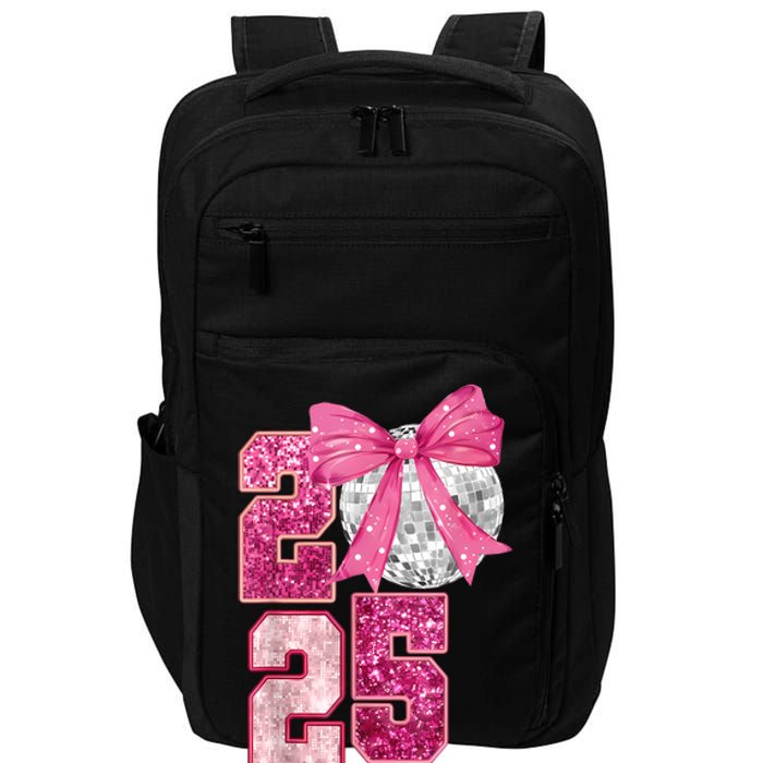 Happy New Year 2025 Disco Ball Coquette Bow Family Impact Tech Backpack