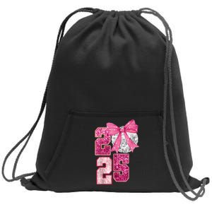 Happy New Year 2025 Disco Ball Coquette Bow Family Sweatshirt Cinch Pack Bag