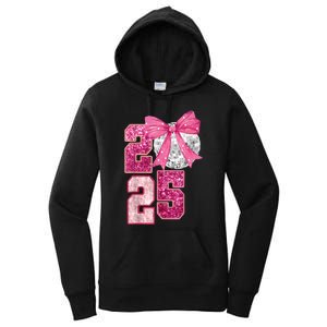 Happy New Year 2025 Disco Ball Coquette Bow Family Women's Pullover Hoodie