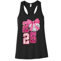 Happy New Year 2025 Disco Ball Coquette Bow Family Women's Racerback Tank