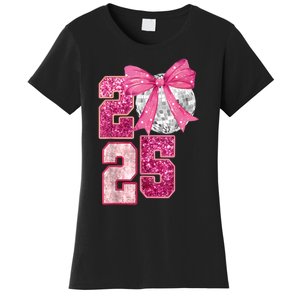 Happy New Year 2025 Disco Ball Coquette Bow Family Women's T-Shirt