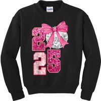 Happy New Year 2025 Disco Ball Coquette Bow Family Kids Sweatshirt