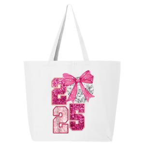 Happy New Year 2025 Disco Ball Coquette Bow Family 25L Jumbo Tote