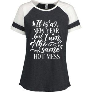 Hilarious New Year Funny Joke Same Hot Mess Cute Gift Enza Ladies Jersey Colorblock Tee