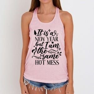 Hilarious New Year Funny Joke Same Hot Mess Cute Gift Women's Knotted Racerback Tank