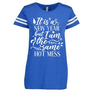 Hilarious New Year Funny Joke Same Hot Mess Cute Gift Enza Ladies Jersey Football T-Shirt