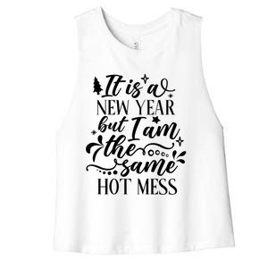 Hilarious New Year Funny Joke Same Hot Mess Cute Gift Women's Racerback Cropped Tank