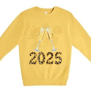 Happy New Year 2025 Champagne Fireworks New Years Eve Party Gift Premium Crewneck Sweatshirt