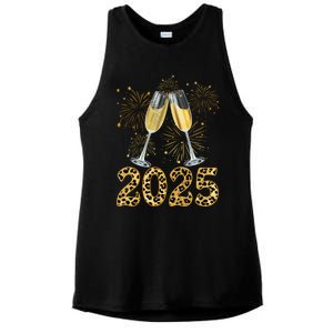 Happy New Year 2025 Champagne Fireworks New Years Eve Party Gift Ladies PosiCharge Tri-Blend Wicking Tank