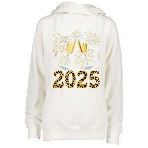 Happy New Year 2025 Champagne Fireworks New Years Eve Party Gift Womens Funnel Neck Pullover Hood