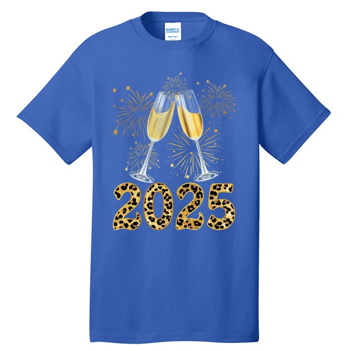 Happy New Year 2025 Champagne Fireworks New Years Eve Party Gift Tall T-Shirt