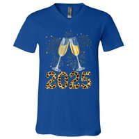 Happy New Year 2025 Champagne Fireworks New Years Eve Party Gift V-Neck T-Shirt