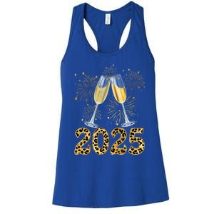 Happy New Year 2025 Champagne Fireworks New Years Eve Party Gift Women's Racerback Tank