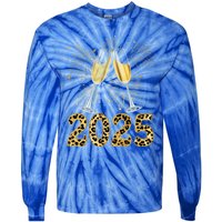 Happy New Year 2025 Champagne Fireworks New Years Eve Party Gift Tie-Dye Long Sleeve Shirt