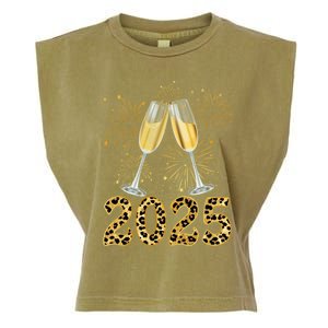 Happy New Year 2025 Champagne Fireworks New Years Eve Party Gift Garment-Dyed Women's Muscle Tee