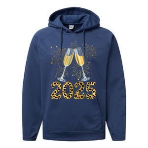 Happy New Year 2025 Champagne Fireworks New Years Eve Party Gift Performance Fleece Hoodie